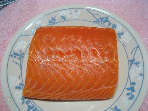 Salmon ready for grilling