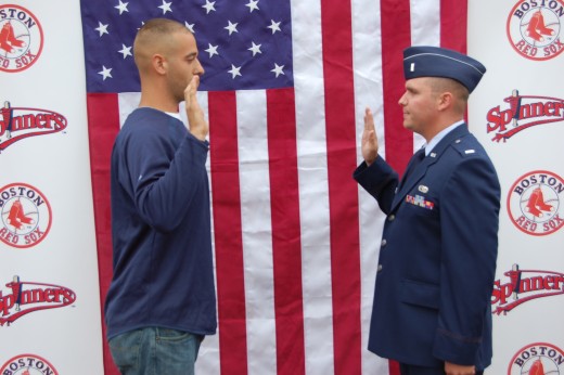 Swearing in is used in the military, where it is to serve one's country.