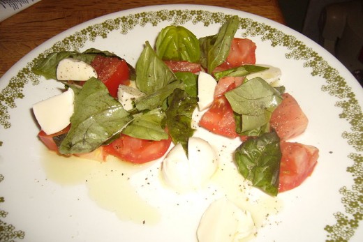 One version of a Mozzarella and Tomato salad