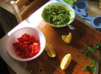Tomatoes and mashed avocados / Photo by E. A. Wright