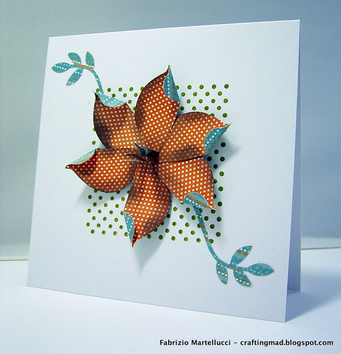 Tropical flower greeting card made using Stampin' Up supplies: dot dot dot stamp, two step bird punch