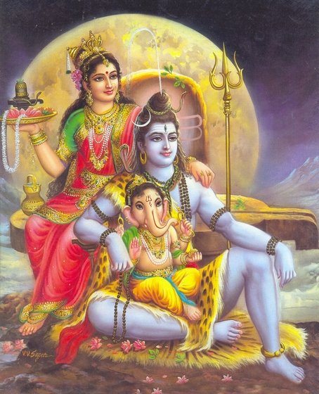 Shiv Parvati and Ganesha