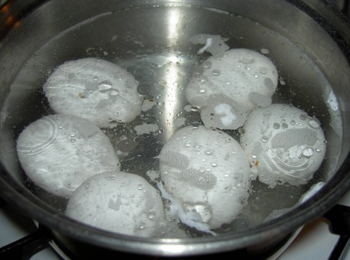 Add only enough water to cover the eggs while boiling.