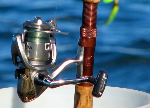 A spinning reel.