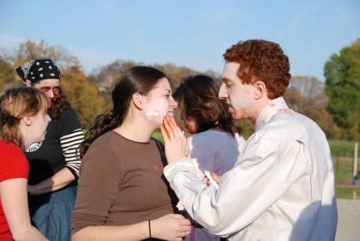Arrive early if you want extra makeup help- or are willing to give others a hand!