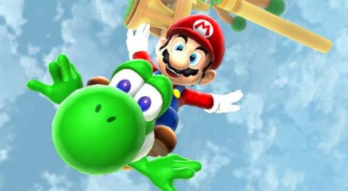 Mario and Yoshi in Super Mario Galaxy 2