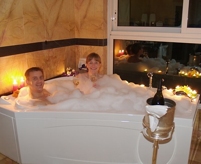 Romantic aromatherapy oil foam bath.