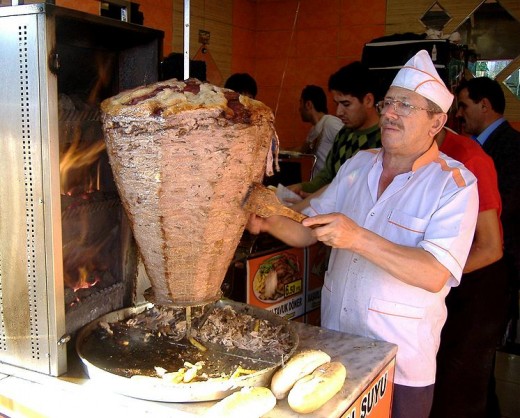shawarma - lamb meat cooked in spit