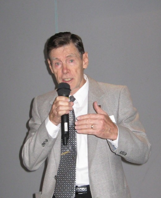 The writer addressing an audience of retirees in early 2010