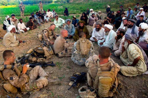 Marines hold a Jirga with local leaders in Helmand Afghanistan