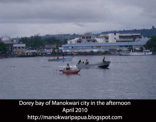 Manokwari city as seen from Dorey bay in the afternoon