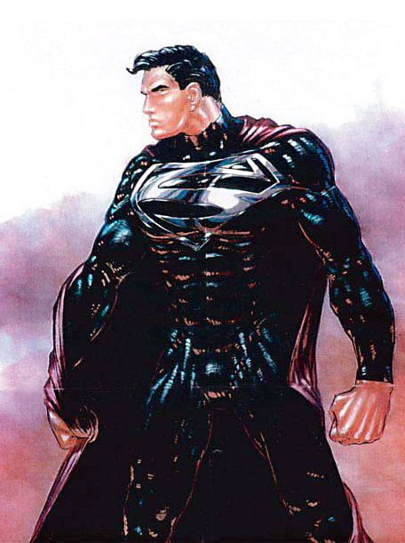 Concept artwork of the black suited Superman (Superman Lives). Concept artwork of the black suited Superman (Superman Lives).