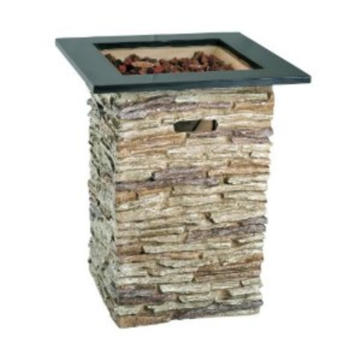 Outdoor propane fireplaces provide instant heat. Stone outdoor fireplaces are available in several styles.