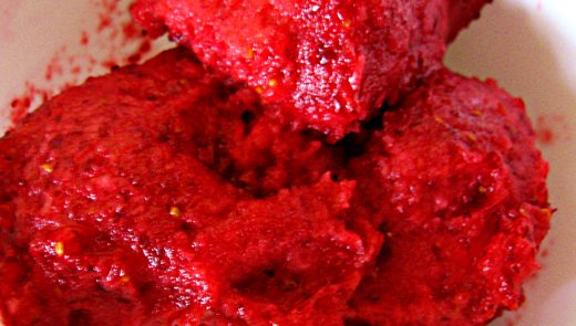 Scoops of cranberry sorbet / Photo by E. A. Wright