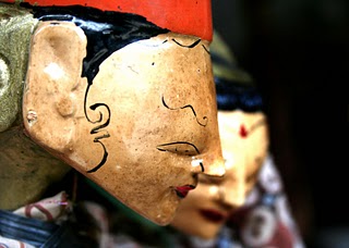 Wooden puppets in Triwindu Market 