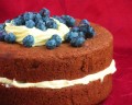 Chocolate Sponge Cake with Buttercream and Blueberries