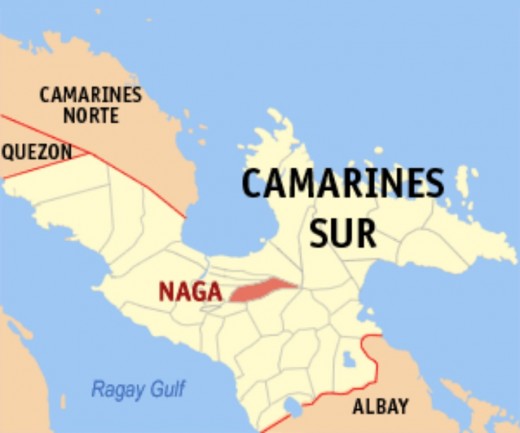 Locator Map of NAGA CITY in the province of Camarines Sur