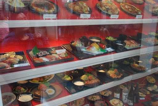 Many Japanese stores display the dishes they serve in front windows