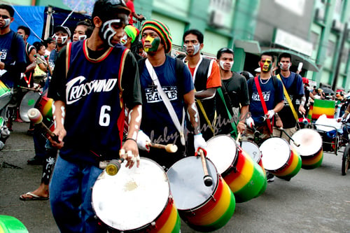 drums provide the main rhythm to the street dancing