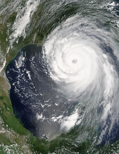 A satellite image Hurricane Katrina taken by NASA.