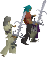 Two Runescape Players Dancing with Swords.