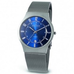 Skagen men's blue face titanium mesh bracelet watch 233lttn