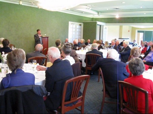 The writer as guest speaker at a Probus Club annual luncheon, doing what he loves: making people happy