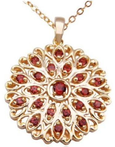 18k Yellow Gold Plated Sterling Silver Garnet Pendant, 18" by Amazon.com Collection 