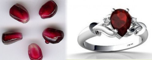'Pomegranate Seeds' by Pschemp + 'Pear Garnet Ring' from 'Jewels For Me' at Amazon.