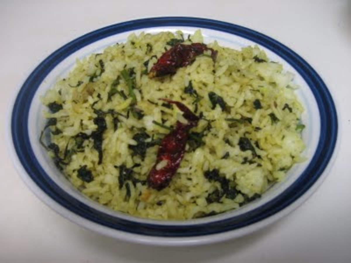 Fenugreek Leaves Rice Recipe - Ingredients and Method of Preparation of Methi Rice or Vendhaya Keerai Saadam 