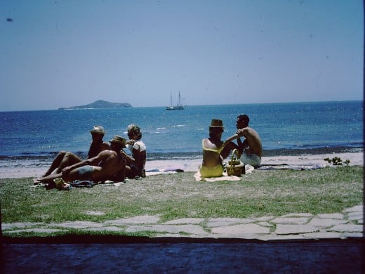 Ella Beach, Port Moresby 1965.  That's as pearling lugger, offshore.