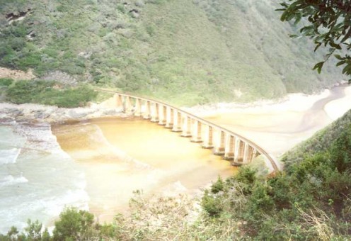 Kaaimans River Mouth with the highly unusual curved railway bridge. Photo by Tony McGregor