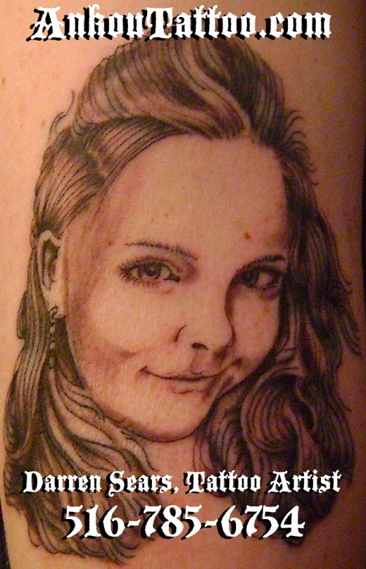 My Mothers Day Tattoo! My Babies Portrait by Darren Sears, Artist-Tattoo Artist AnkouTattoo.com