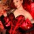 Velda Lauder Scarlet Satin and Black Lace 'Curved' Corset
