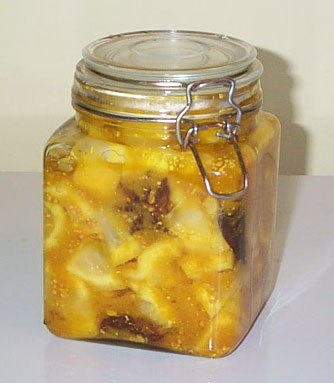 Lemon pickle with star anise. Add a few star anise to the oil recipe with the ginger step. For the uncooked version,add a few star anise and let set to combine flavors.  