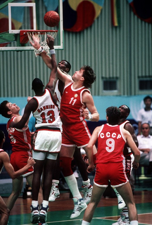 The US Olympic team starring David Robinson and Danny Manning lost to the Soviets, 82-76