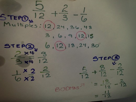 Adding fractions and subtracting factions