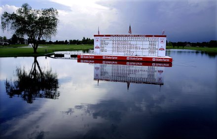 The scoreboard for the LPGA State Farm Classic at Panther Creek Country Club in Springfield. Photo courtesy of Seth Perlman/AP Photo      