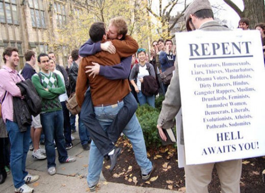 More typical of hatred toward gay people is expressed by fundamentalist Christians, who are not in a good position to launch such an offensive.