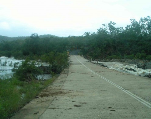 Annan River causeway, clear for now