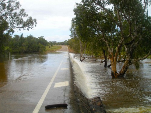 The McCloud River causeway under a foot of water