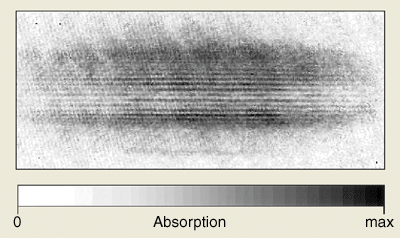 This "smudge" shows the result of an experiment where a Bose-Einstein condensate of atoms was created in ultra cold conditions.