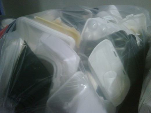 Meat trays out of polystyrene foam