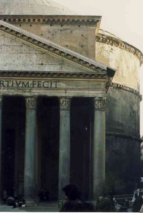 Part of the portico and rotunda of the Pantheon. Photo Tony McGregor