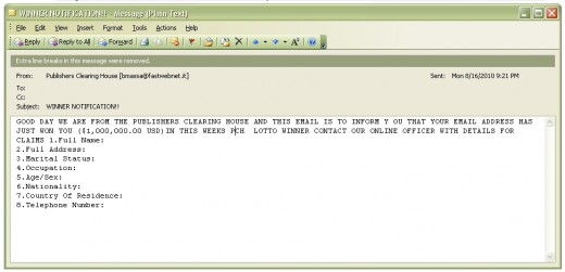 Spam Alert: Publisher's Clearing House