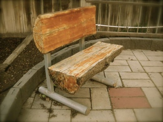 Bench my father made out of a log.