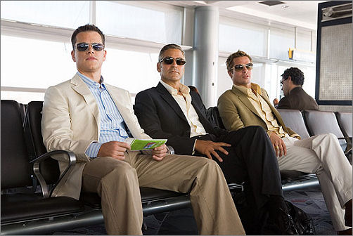 Matt Damon, George Clooney and Brad Pitt in Oceans Thirteen