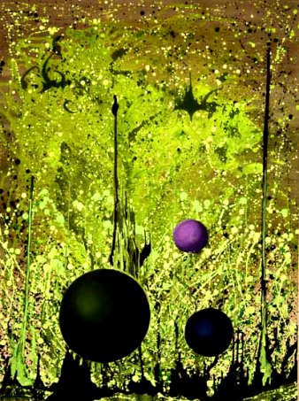 SPHERES EN 'LAIR - Original fluidism painting by Robert Kernodle