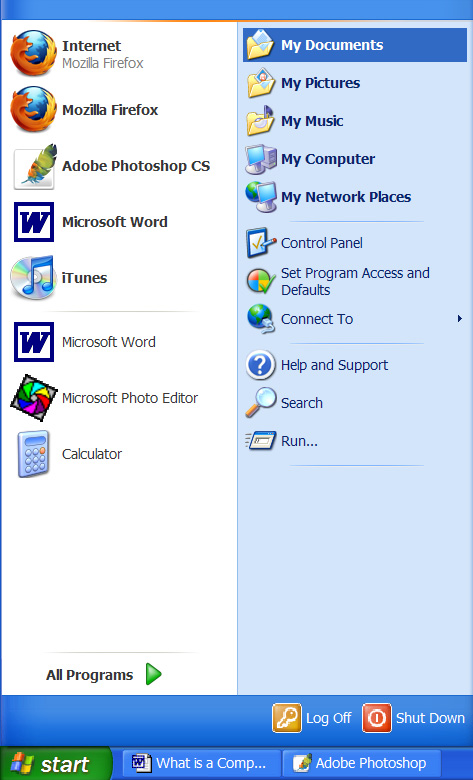 To find "My Documents" you can go to the start menu at the lower left corner of the screen.