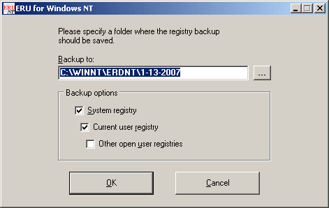 ERUNT Windows Registry Backup Restore Utility